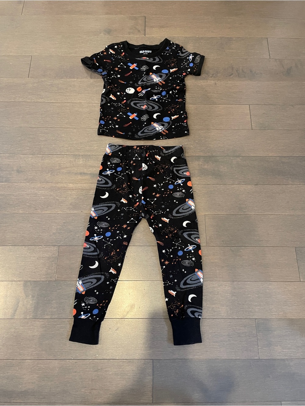 Kids Black Space Print Pajama Set